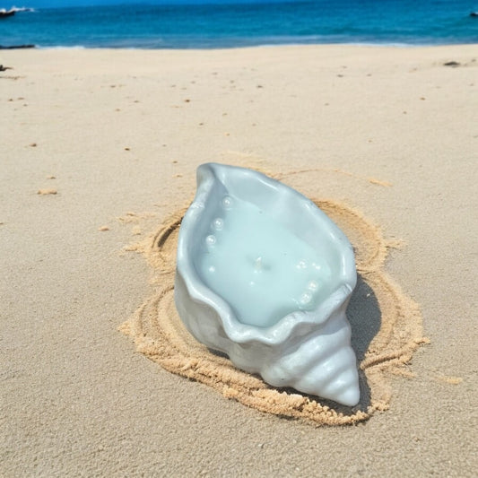 Mini handmade conch candle - Blue