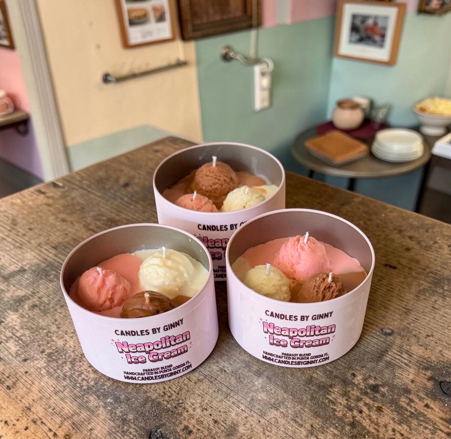 Neapolitan ice cream - 3 wick candle - Use code “2for35” on select candles for a discount