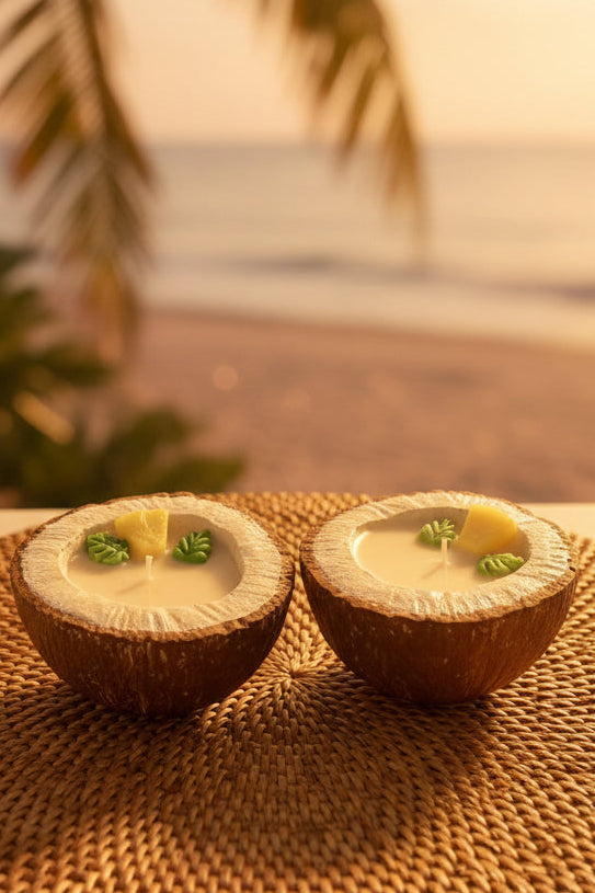 Handmade coconut shell Candle - piña colada