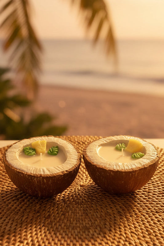 Handmade coconut shell Candle - piña colada